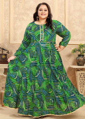 Green Readymade Rayon Gown - Indian Silk House Agencies