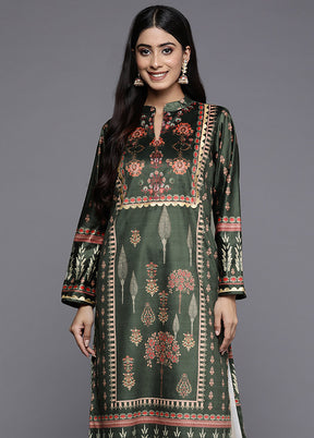 Green Readymade Velvet Kurti - Indian Silk House Agencies