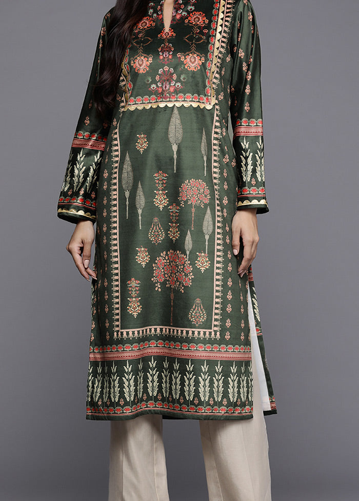 Green Readymade Velvet Kurti - Indian Silk House Agencies