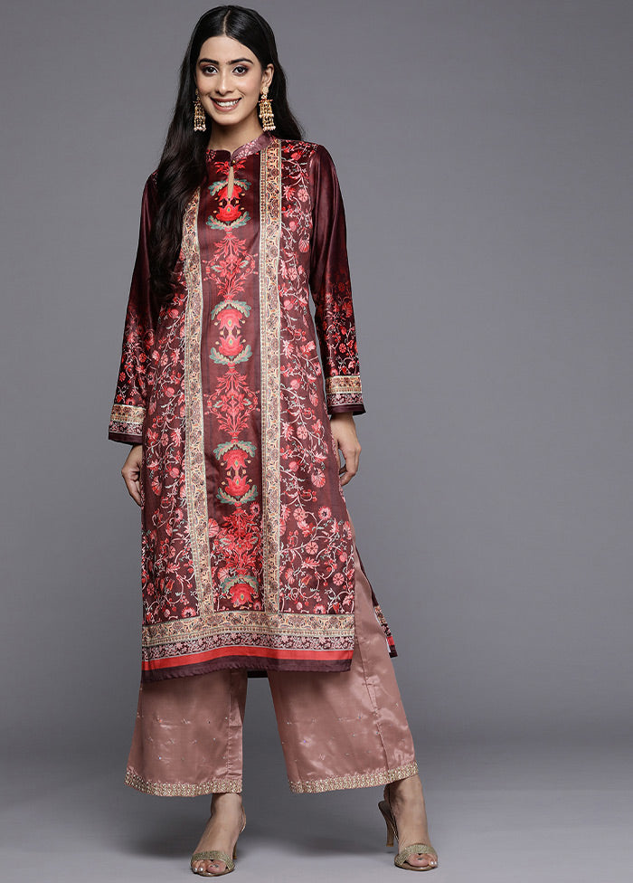 Burgundy Readymade Velvet Kurti - Indian Silk House Agencies