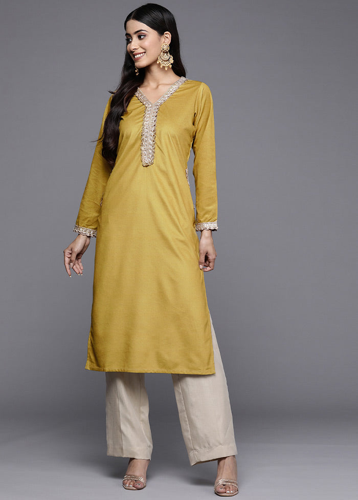 Mustard Readymade Velvet Kurti - Indian Silk House Agencies