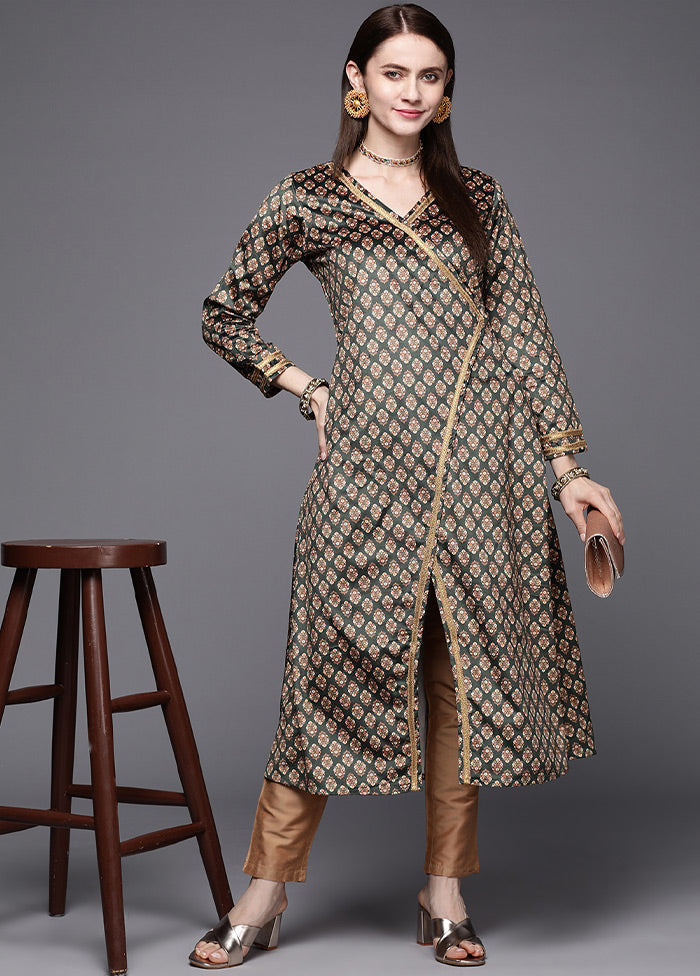 Green Readymade Velvet Kurti - Indian Silk House Agencies