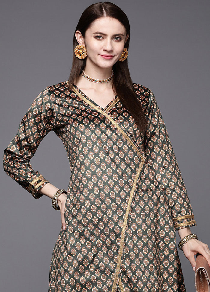 Green Readymade Velvet Kurti - Indian Silk House Agencies