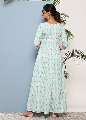 Sea Green Readymade Silk Kurti - Indian Silk House Agencies