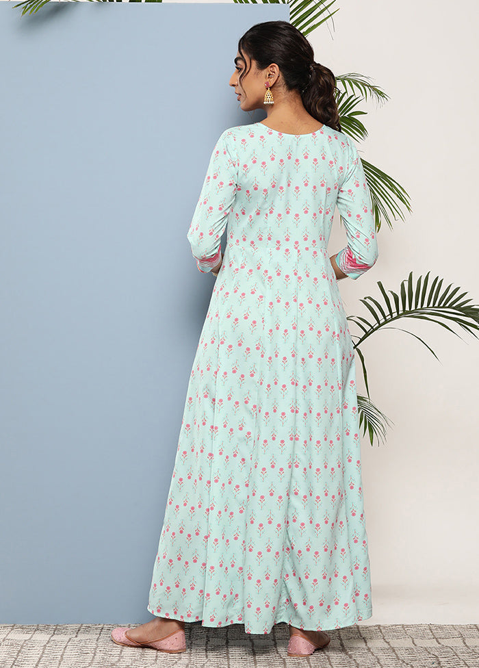 Sea Green Readymade Silk Kurti - Indian Silk House Agencies