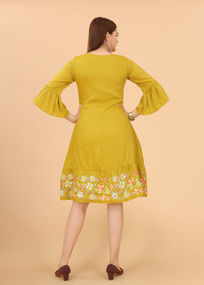 Mustard Readymade Viscose Dress - Indian Silk House Agencies