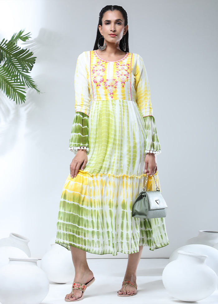 Yellow Readymade Georgette Dress - Indian Silk House Agencies