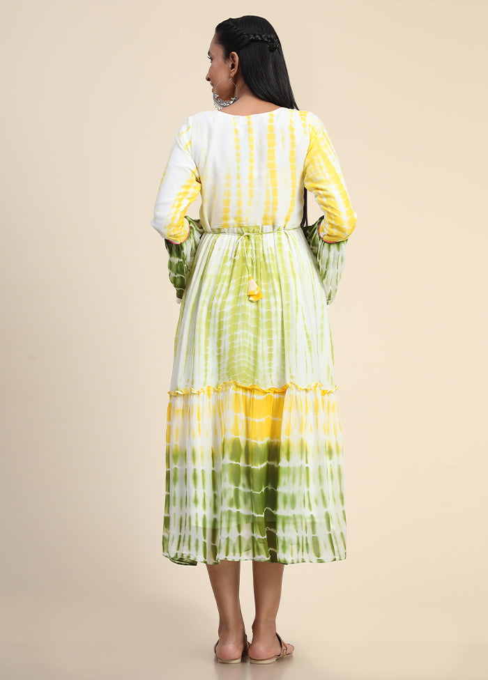 Yellow Readymade Georgette Dress - Indian Silk House Agencies