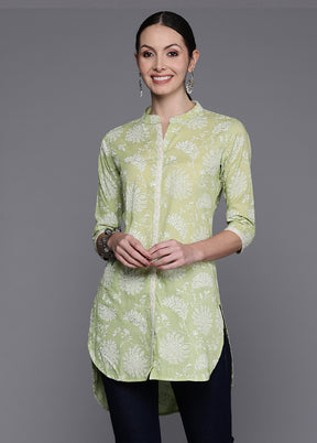 Pista Green Readymade Cotton Tunic - Indian Silk House Agencies