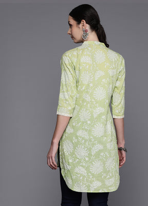 Pista Green Readymade Cotton Tunic - Indian Silk House Agencies