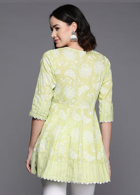 Pista Green Readymade Cotton Tunic - Indian Silk House Agencies