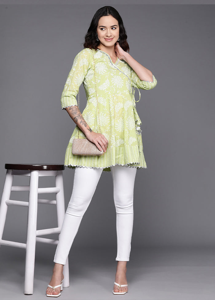 Pista Green Readymade Cotton Tunic - Indian Silk House Agencies