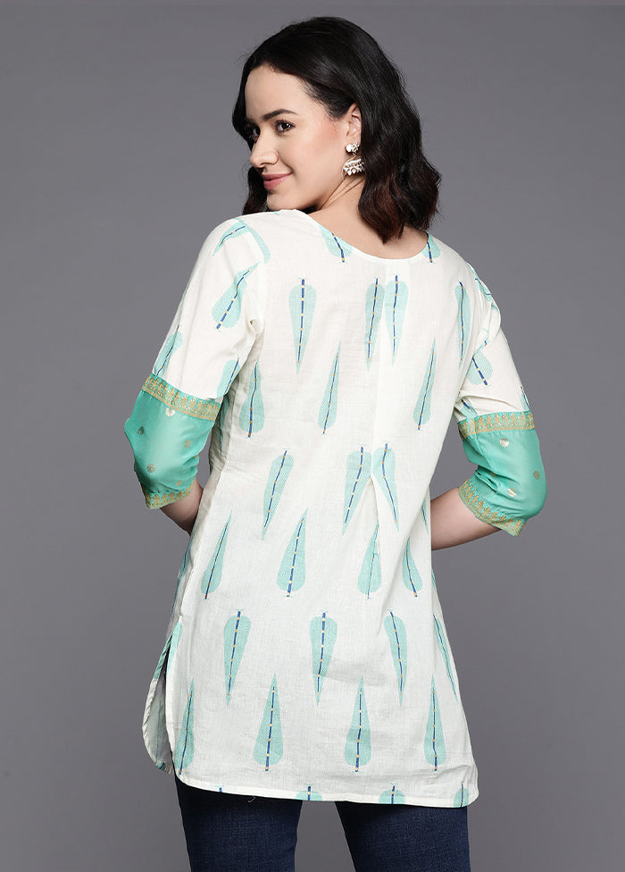 Off White Readymade Cotton Tunic - Indian Silk House Agencies