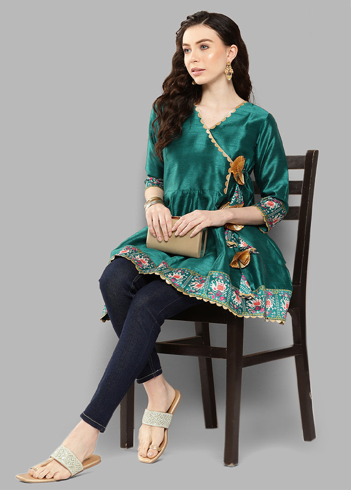 Green Readymade Silk Tunic - Indian Silk House Agencies