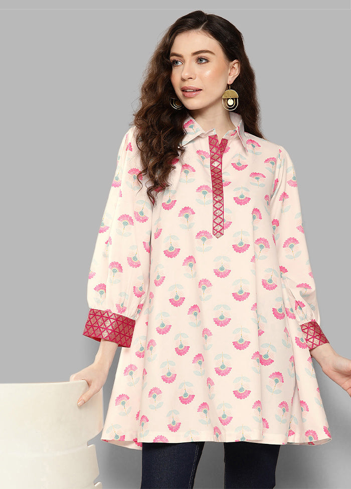 Off White Readymade Silk Tunic - Indian Silk House Agencies