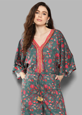 Green Readymade Silk Jumpsuit - Indian Silk House Agencies