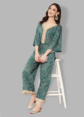 Green Readymade Polyester Jumpsuit - Indian Silk House Agencies