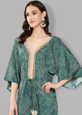 Green Readymade Polyester Jumpsuit - Indian Silk House Agencies