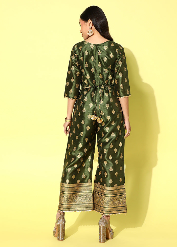 Mehendi Readymade Silk Jumpsuit - Indian Silk House Agencies