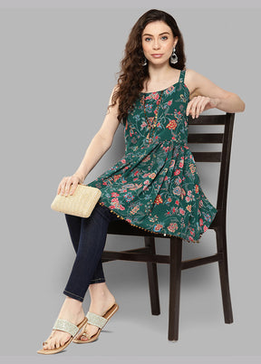 Green Readymade Polyester Tunic - Indian Silk House Agencies