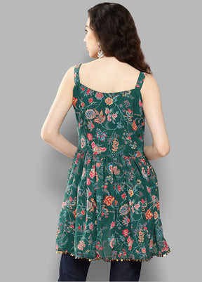 Green Readymade Polyester Tunic - Indian Silk House Agencies