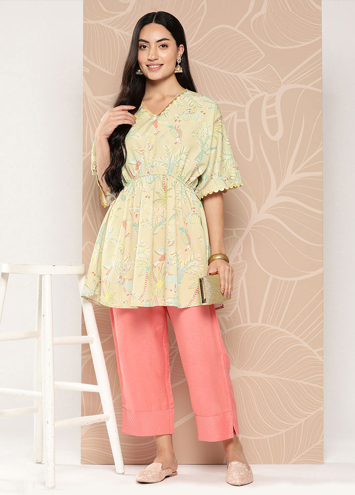 Cream Readymade Polyester Tunic - Indian Silk House Agencies