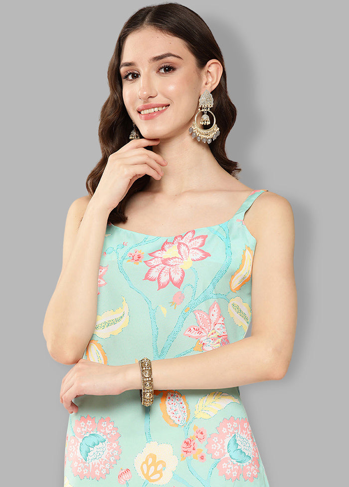 Blue Readymade Polyester Tunic - Indian Silk House Agencies