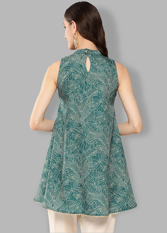 Green Readymade Polyester Tunic - Indian Silk House Agencies