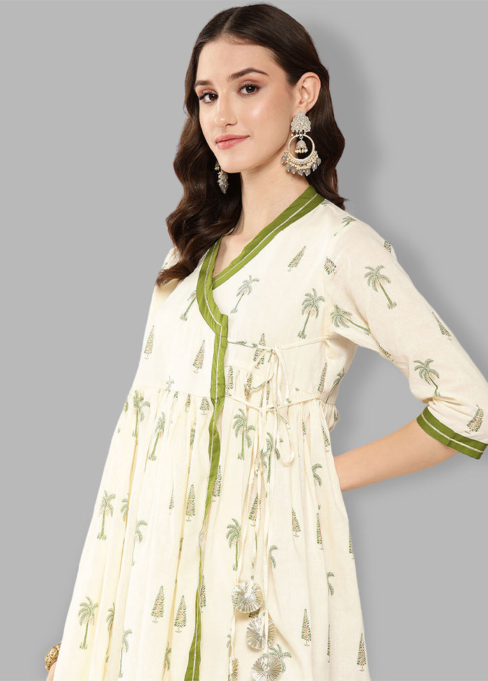 Off White Readymade Cotton Tunic - Indian Silk House Agencies