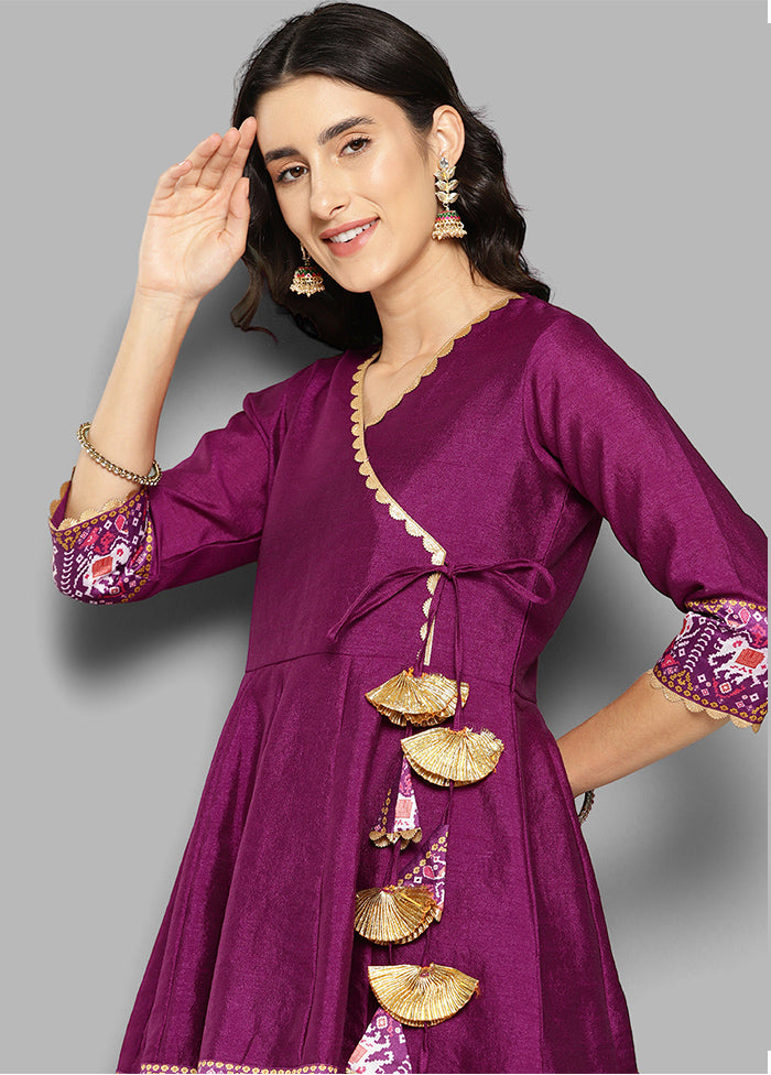 Purple Readymade Silk Tunic - Indian Silk House Agencies