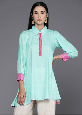 Blue Readymade Viscose Tunic - Indian Silk House Agencies