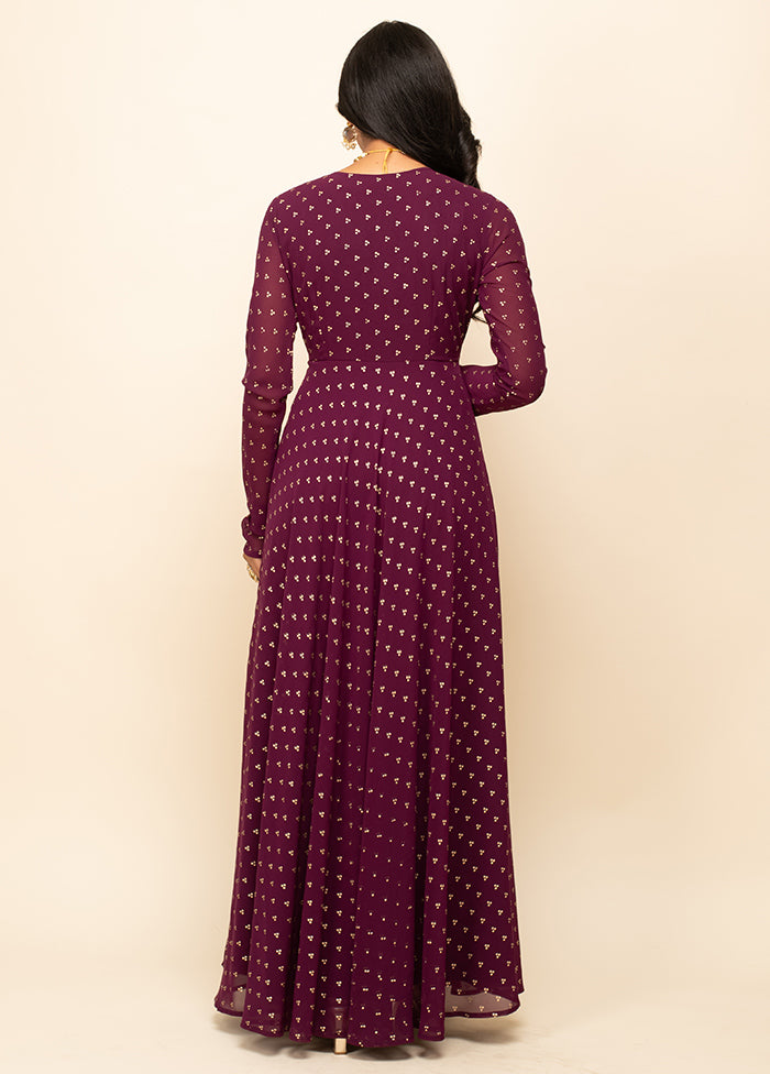 Burgundy Readymade Georgette Indian Dress - Indian Silk House Agencies