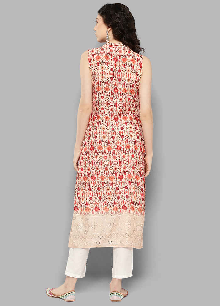 Cream Readymade Net Kurti - Indian Silk House Agencies