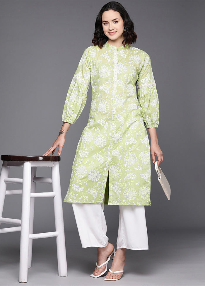 Pista Green Readymade Cotton Kurti - Indian Silk House Agencies