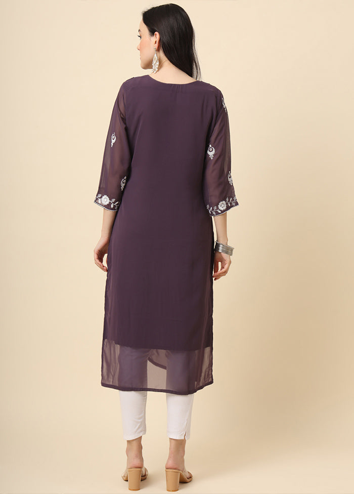 Lavender Readymade Georgette Short Top - Indian Silk House Agencies