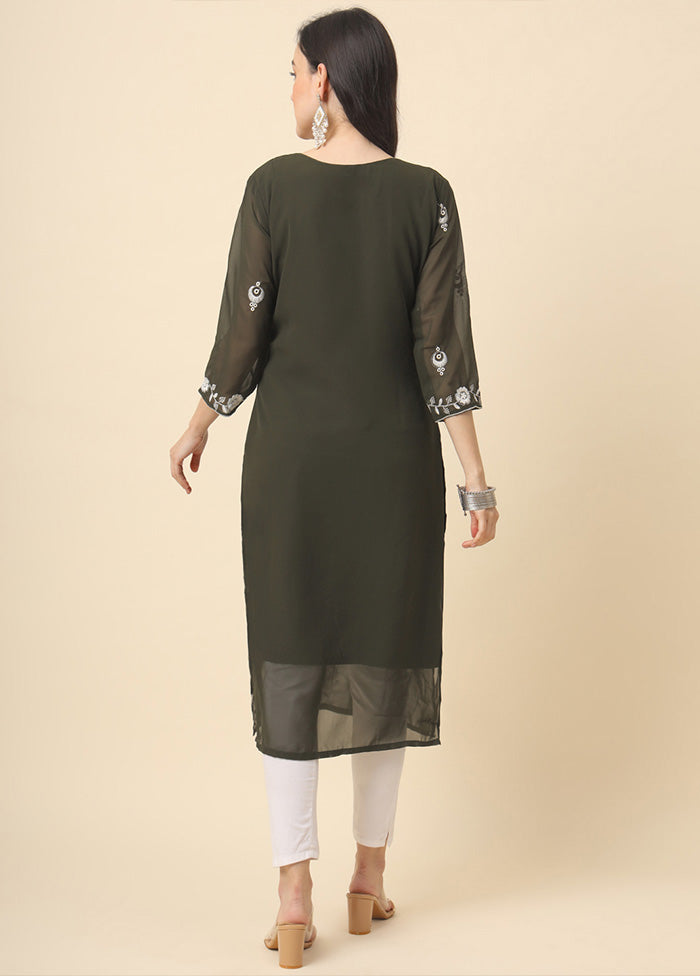 Green Readymade Georgette Short Top - Indian Silk House Agencies