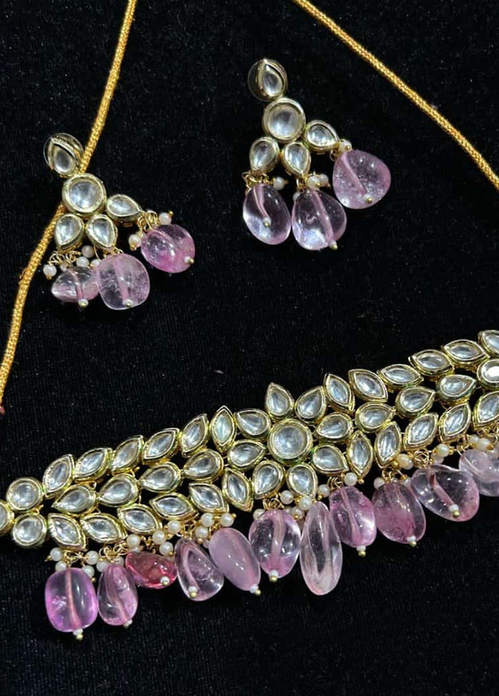 Purple Kundan Antique Necklace Set - Indian Silk House Agencies