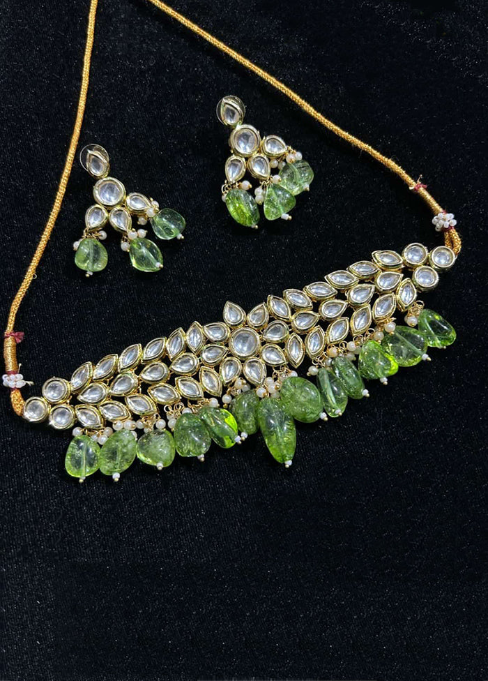 Green Kundan Antique Necklace Set - Indian Silk House Agencies