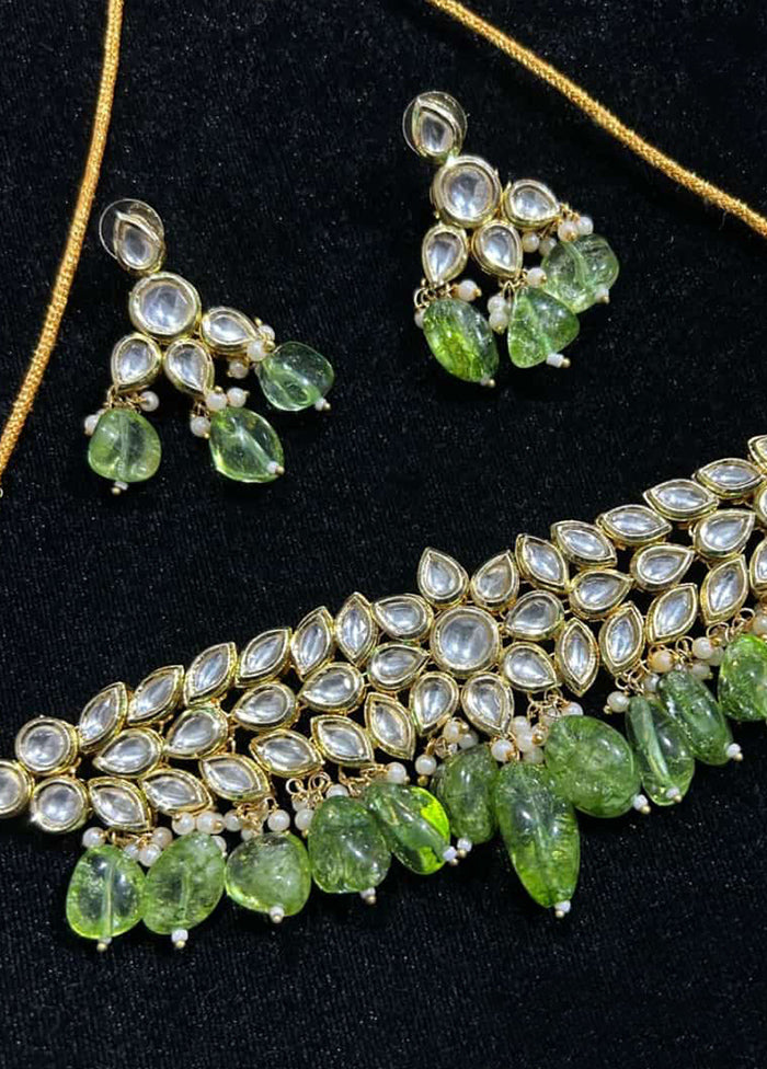 Green Kundan Antique Necklace Set