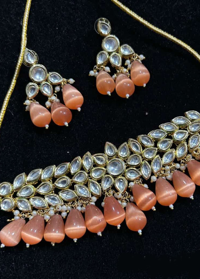 Beige Kundan Antique Necklace Set - Indian Silk House Agencies