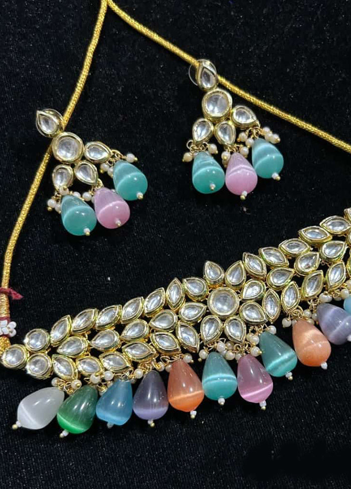 Multicolor Kundan Antique Necklace Set - Indian Silk House Agencies