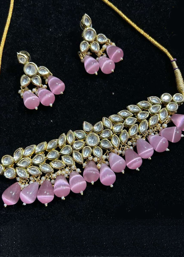 Lavender Kundan Antique Necklace Set - Indian Silk House Agencies