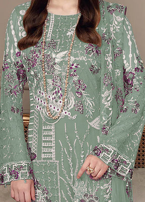 3 Pc Light Green Semi Stitched Georgette Suit Set