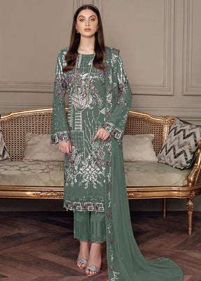 3 Pc Green Semi Stitched Georgette Suit Set