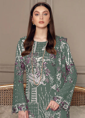 3 Pc Green Semi Stitched Georgette Suit Set