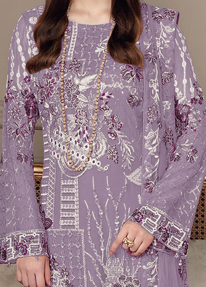 3 Pc Lavender Semi Stitched Georgette Suit Set