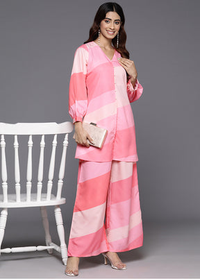 2 Pc Pink Polyester Coords Set