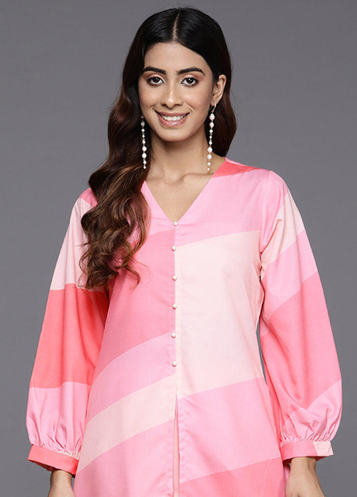 2 Pc Pink Polyester Coords Set