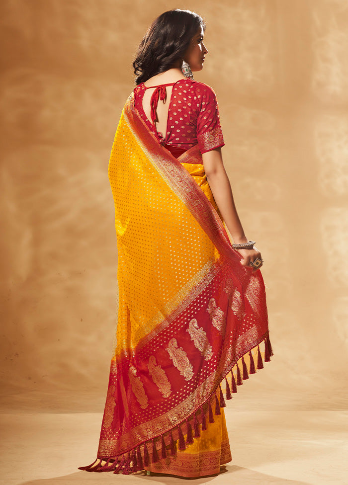 Yellow Georgette Saree With Blouse Piece - Indian Silk House Agencies