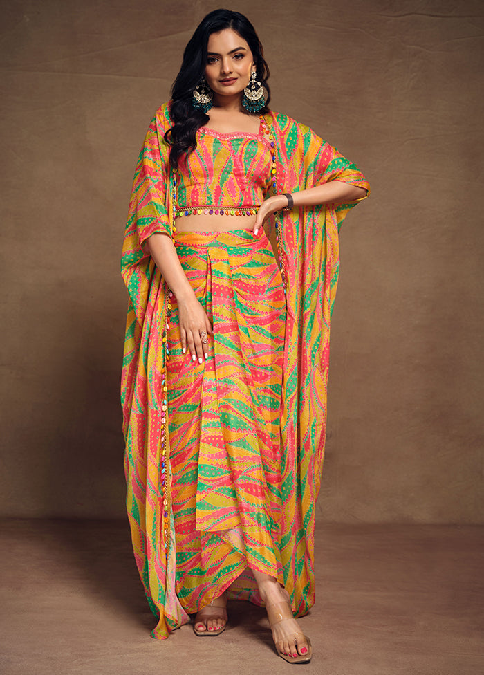 3 Pc Multi Readymade Silk Suit Set - Indian Silk House Agencies